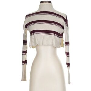 Mock Neck Long Sleeve Striped Pullover Sweater